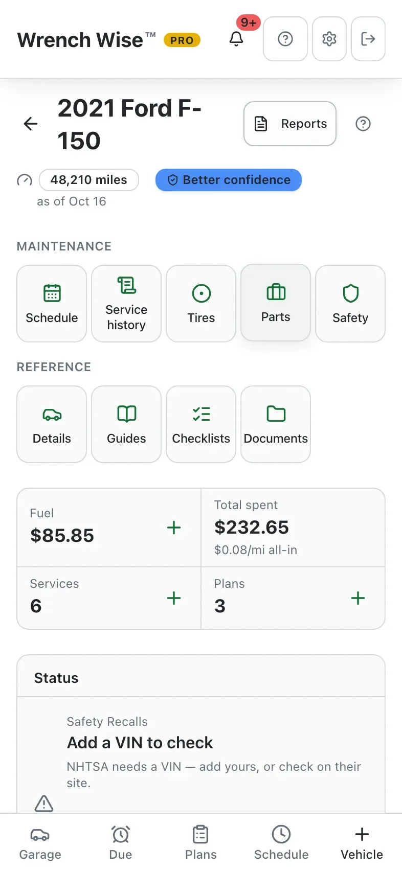 Wrench Wise™ app: Every vehicle has a parts catalog (Pro).