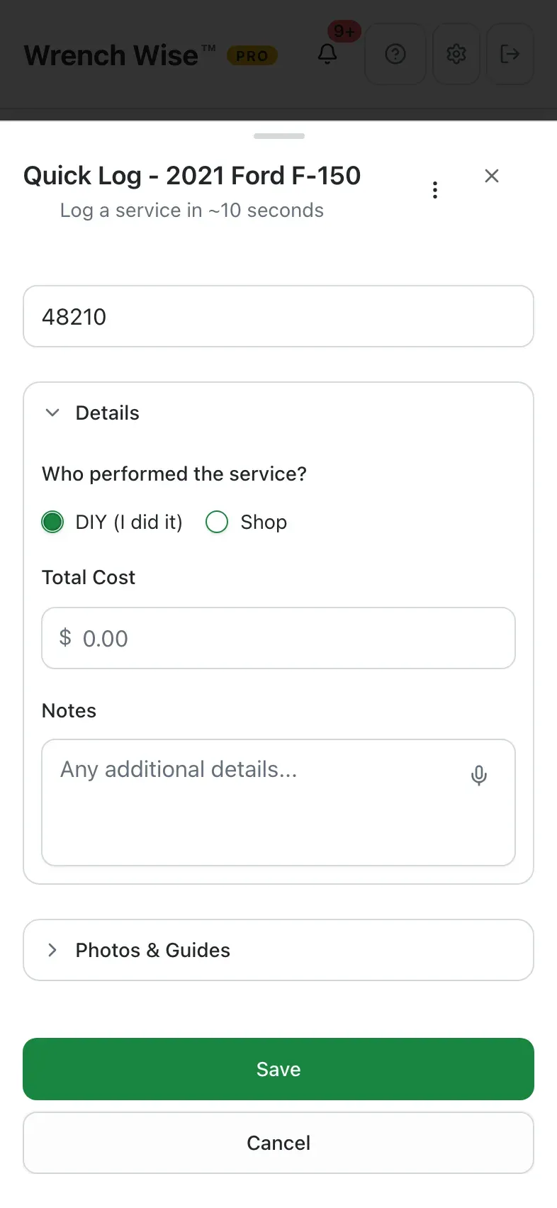 Wrench Wise™ app: Save it in seconds.
